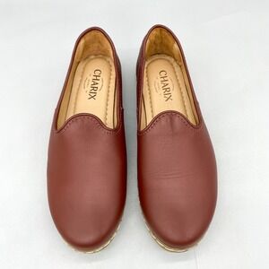 Charix Womens 37 7 Brown Leather Artisan Loafer Slip On Flats‎ Shoes Comfort